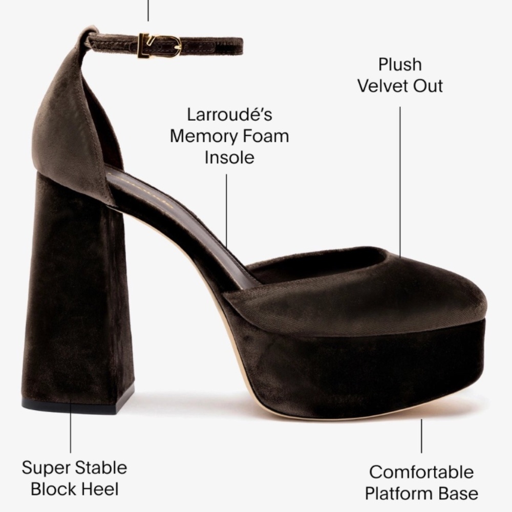 Larroudé Ari Pump In Expresso Velvet- Size 7.5 - Picture 6 of 6